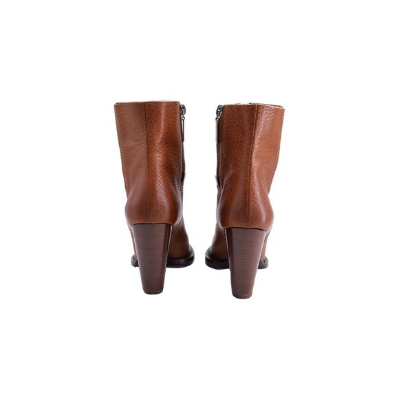 Saint Laurent Theo Raw-edge Ankle Boots in Brown Calfskin Leather - Picture 4 of 13